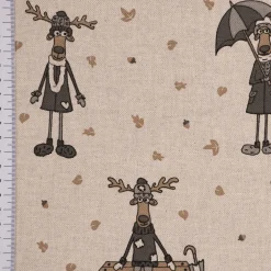 SCHÖNER LEBEN. Tischdecke Leinenlook Moose Winter Elche Love natur grau beige verschiedene Größen