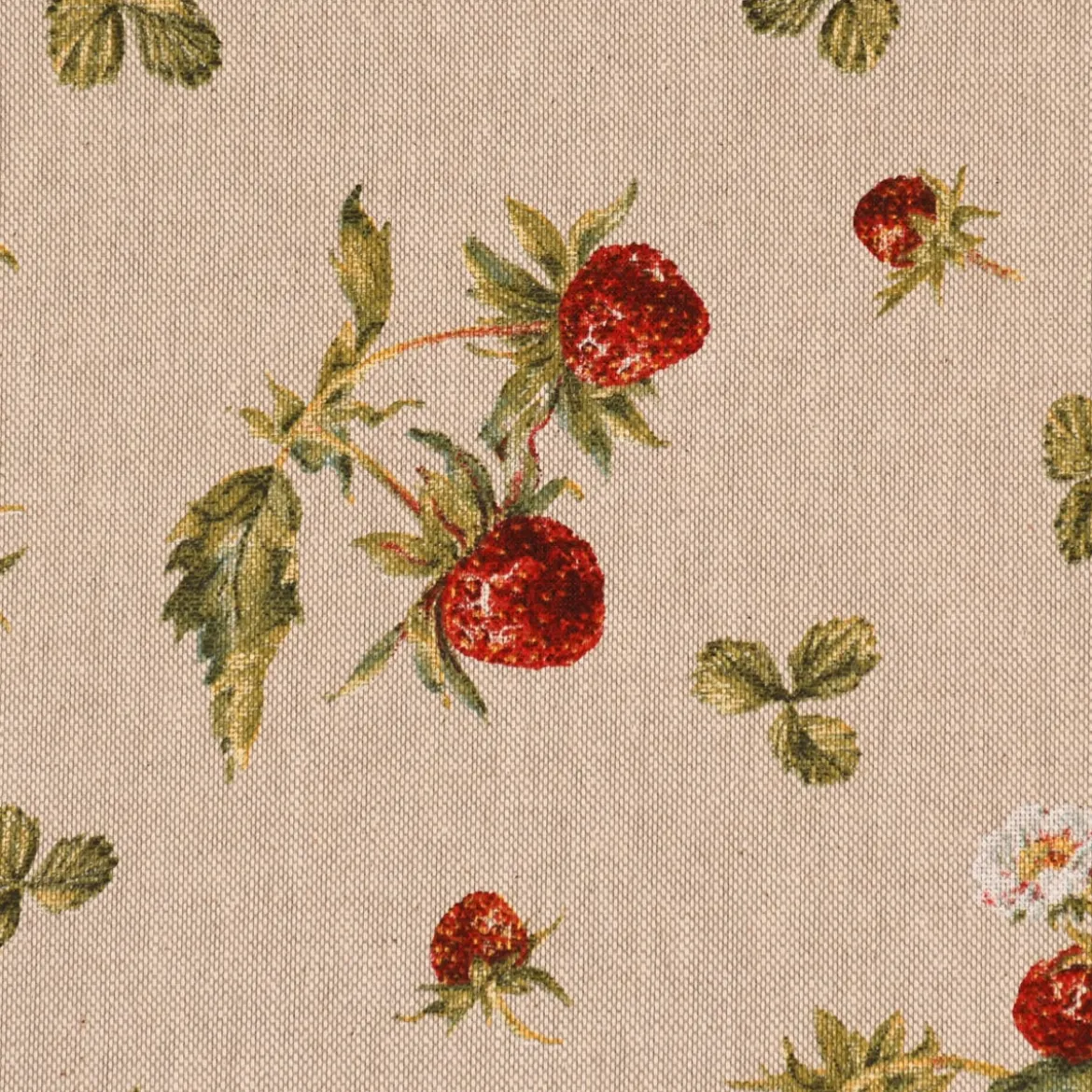 SCHÖNER LEBEN. Tischdecke Leinenlook Strawberrys Growing Erdbeeren natur rot grün verschiedene Größen