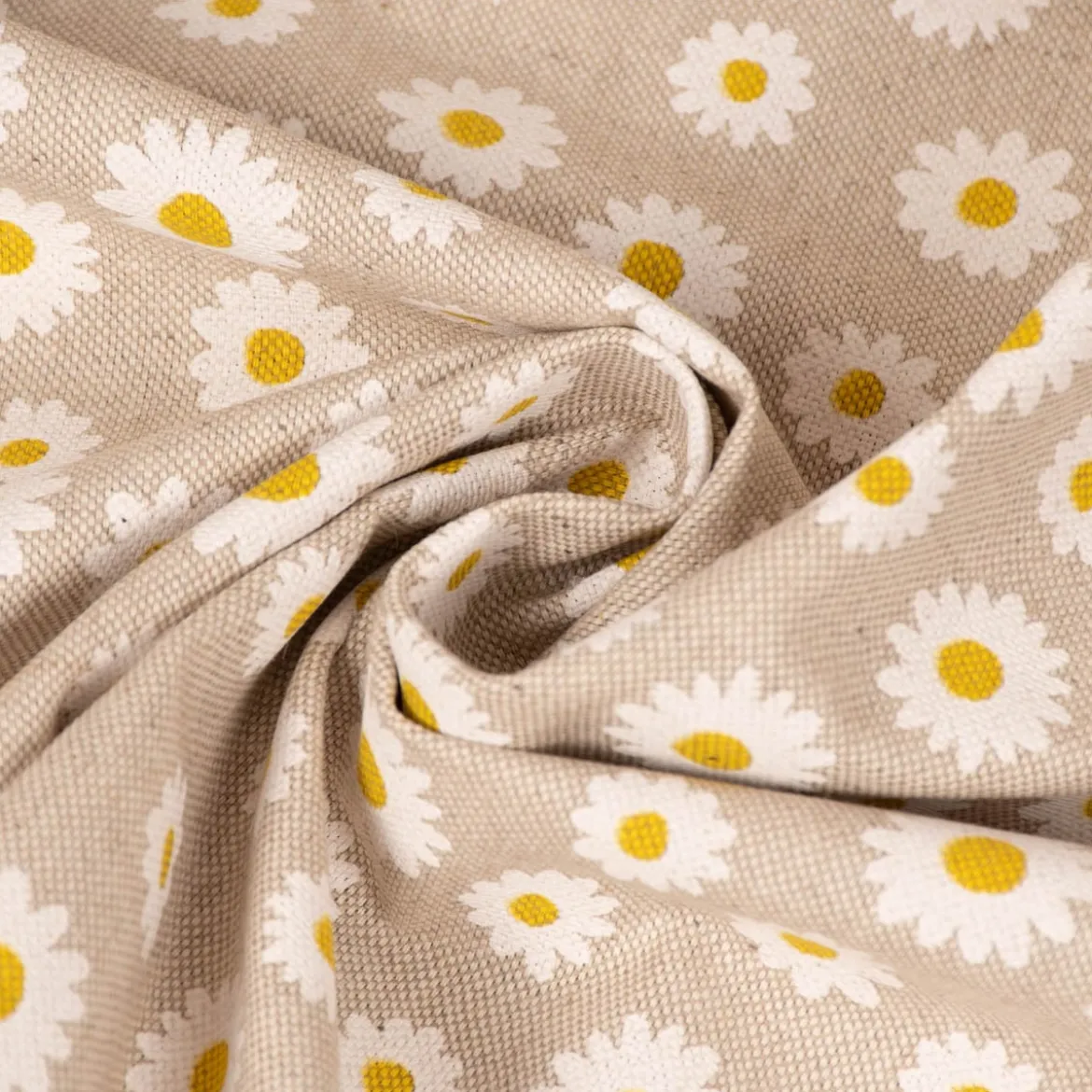 SCHÖNER LEBEN. Tischdecke Leinenlook Daisy Sweet Garden Gänseblümchen Blüten natur weiß verschiedene Größen