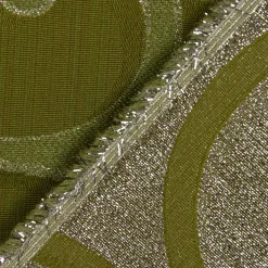 SCHÖNER LEBEN. Tischdecke Ornamente Schnörkel Lurex grün silberfarbig verschiedene Größen