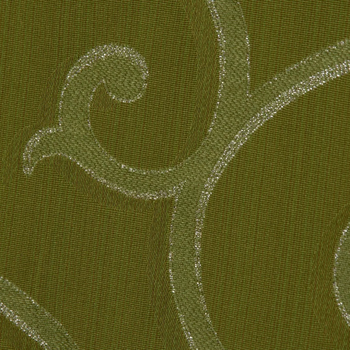 SCHÖNER LEBEN. Tischdecke Ornamente Schnörkel Lurex grün silberfarbig verschiedene Größen