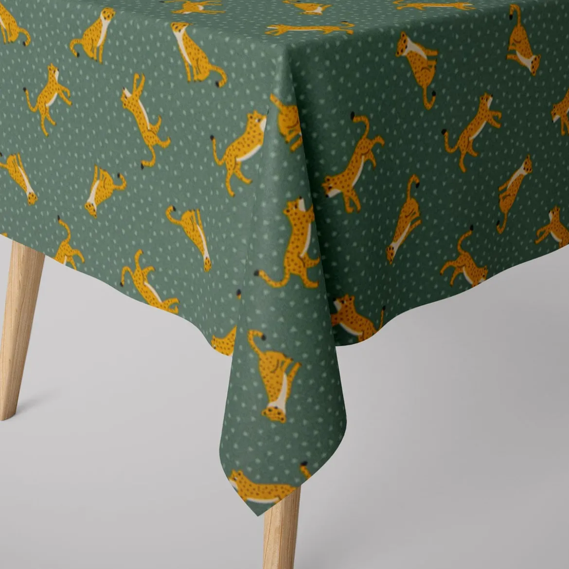 SCHÖNER LEBEN. Tischdecke Ottoman Leopard Punkte grün gelb verschiedene Größen