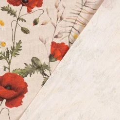 SCHÖNER LEBEN. Tischdecke Poppy Mohnblumen Kamille Getreide beige rot verschiedene Größen