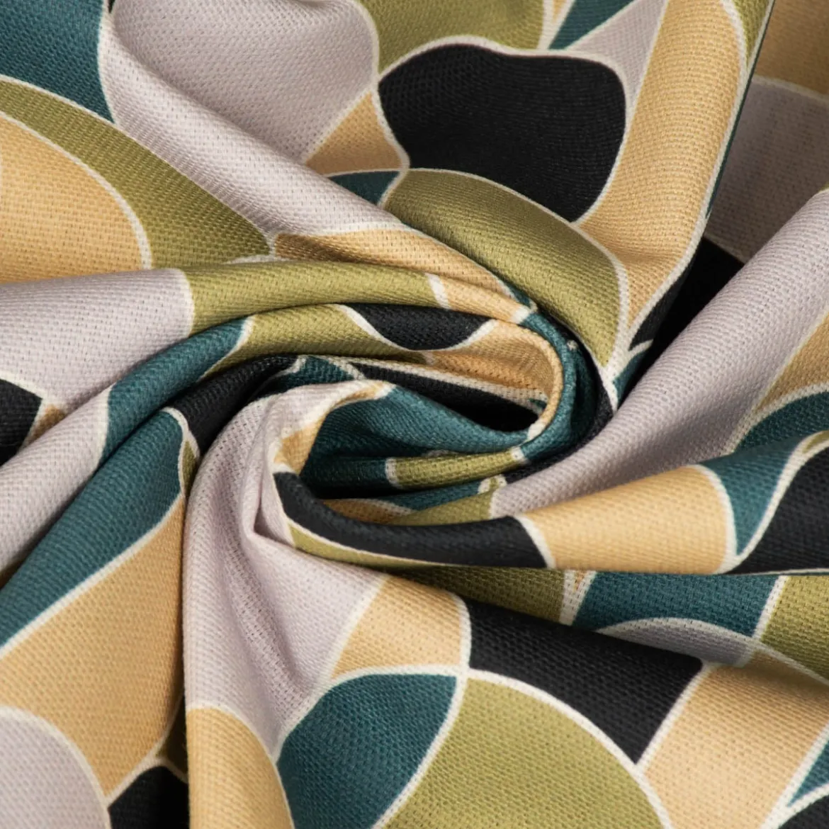 SCHÖNER LEBEN. Tischdecke Retroformen Geometrie grün petrol schwarz verschiedene Größen