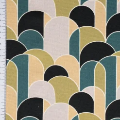 SCHÖNER LEBEN. Tischdecke Retroformen Geometrie grün petrol schwarz verschiedene Größen