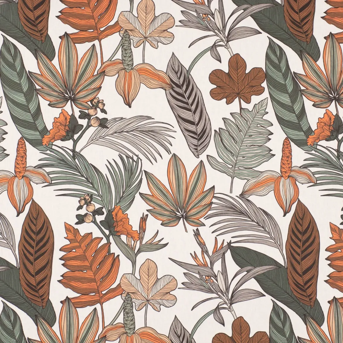 SCHÖNER LEBEN. Tischdecke Retro Blätter Blumen wollweiß orange braun verschiedene Größen