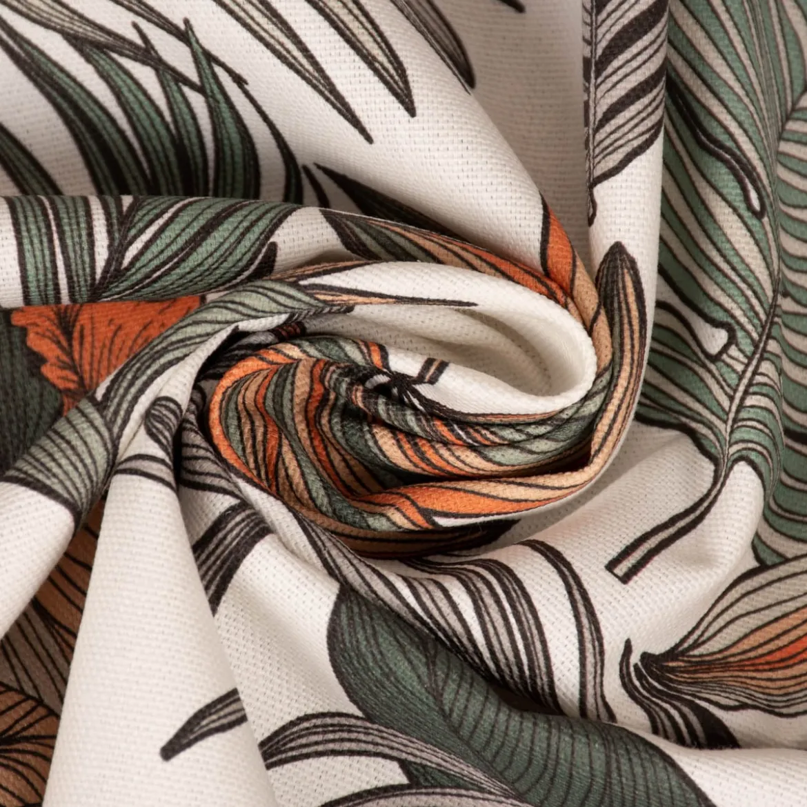 SCHÖNER LEBEN. Tischdecke Retro Blätter Blumen wollweiß orange braun verschiedene Größen