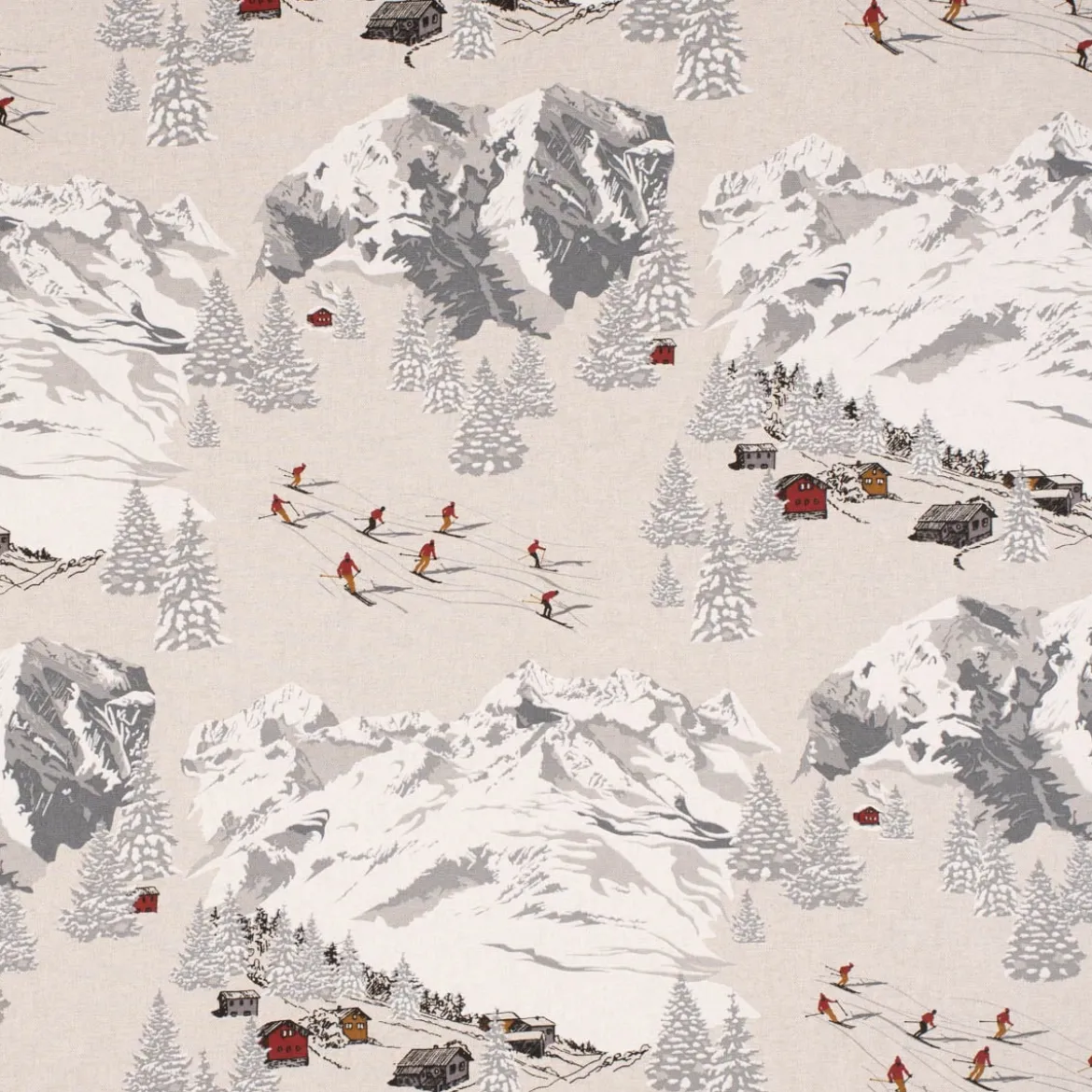 SCHÖNER LEBEN. Tischdecke Skifahrer Winterlandschaft natur grau verschiedene Größen