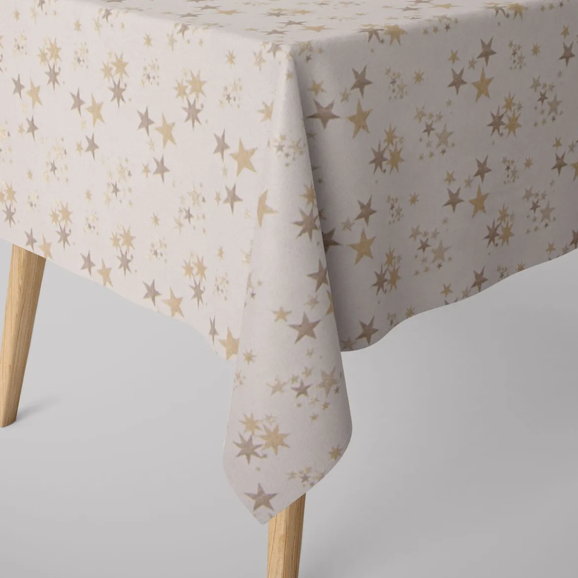 SCHÖNER LEBEN. Tischdecke Sterne beidseitig beige gold eckig in verschiedenen Größen