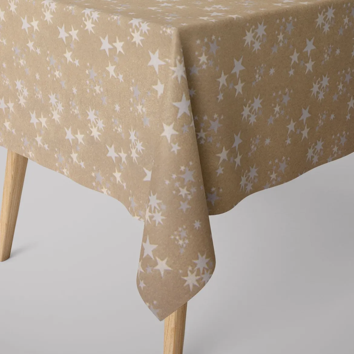 SCHÖNER LEBEN. Tischdecke Sterne beidseitig gold beige eckig in verschiedenen Größen