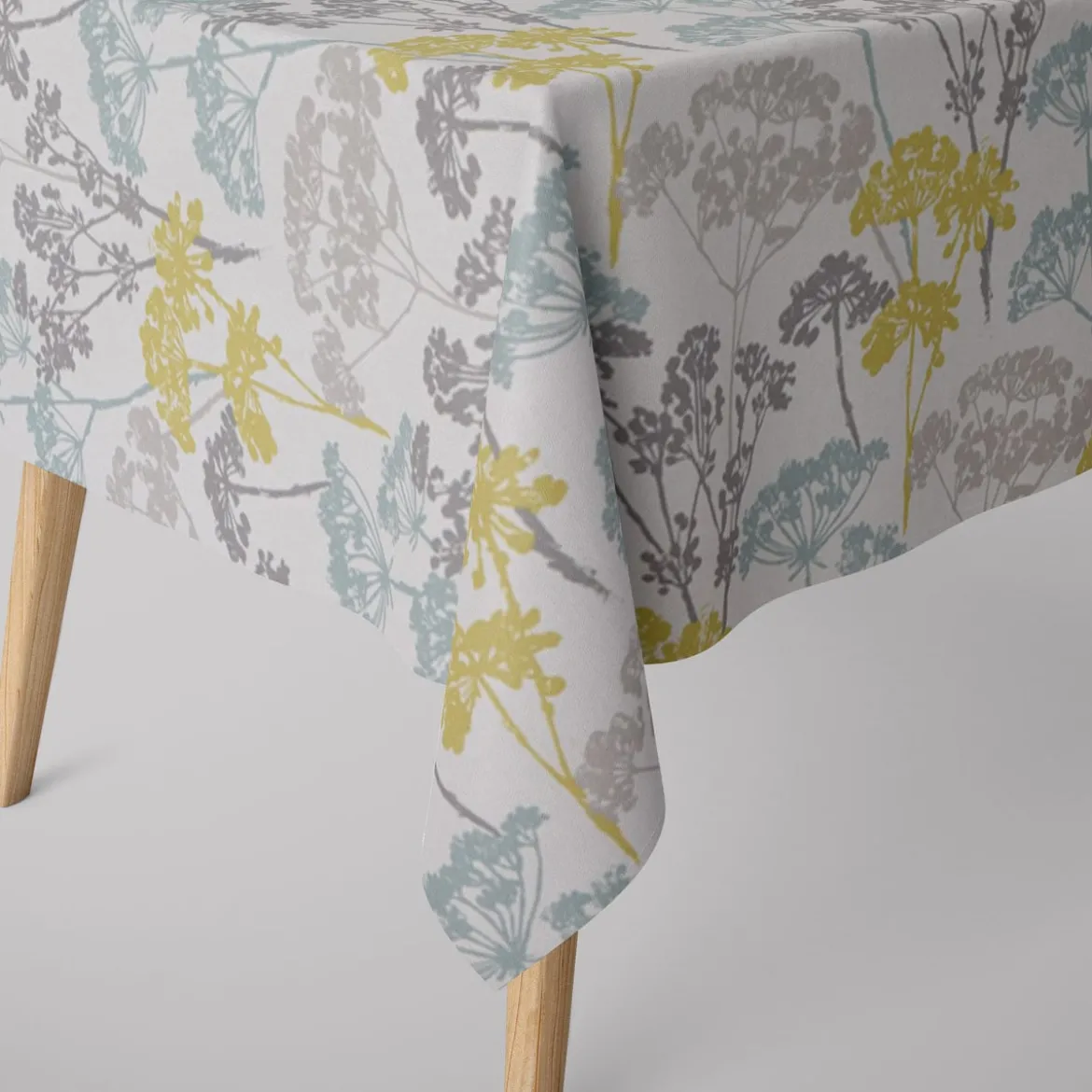 SCHÖNER LEBEN. Tischdecke STUDIO G Blumen Gräser Mineral blau grün grau verschiedene Größen