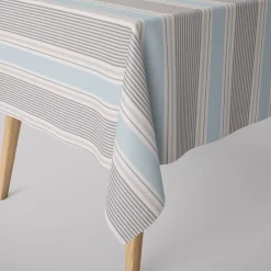 SCHÖNER LEBEN. Tischdecke STUDIO G Baumwollstoff Streifen Mineral blau grau verschiedene Größen