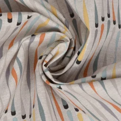 SCHÖNER LEBEN. Tischdecke STUDIO G geometrisch Stäbchen beige blau gelb orange grau verschiedene Größen