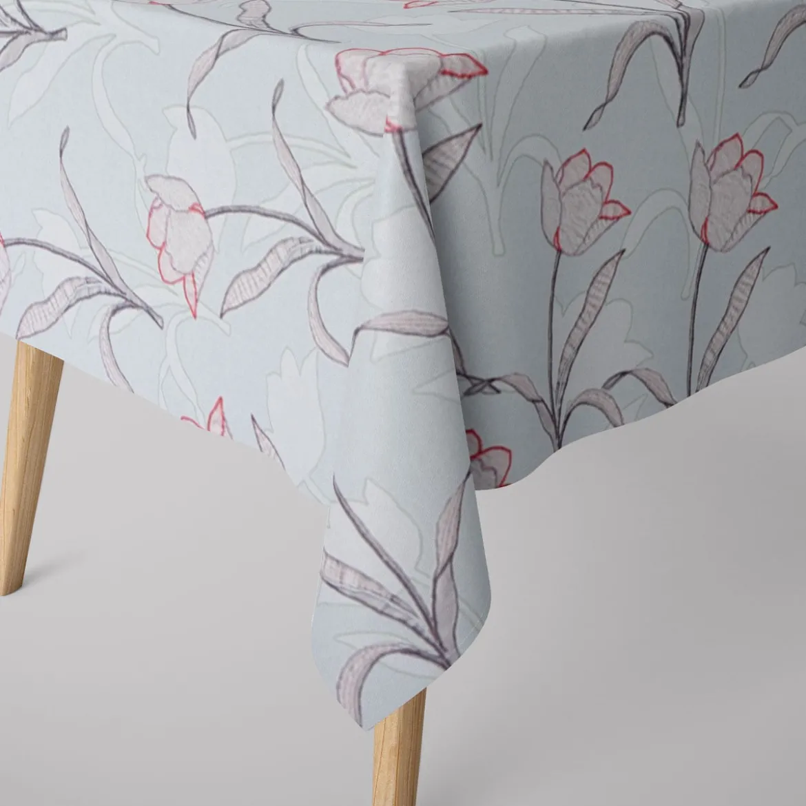 SCHÖNER LEBEN. Tischdecke Tulpen mint verschiedene Größen