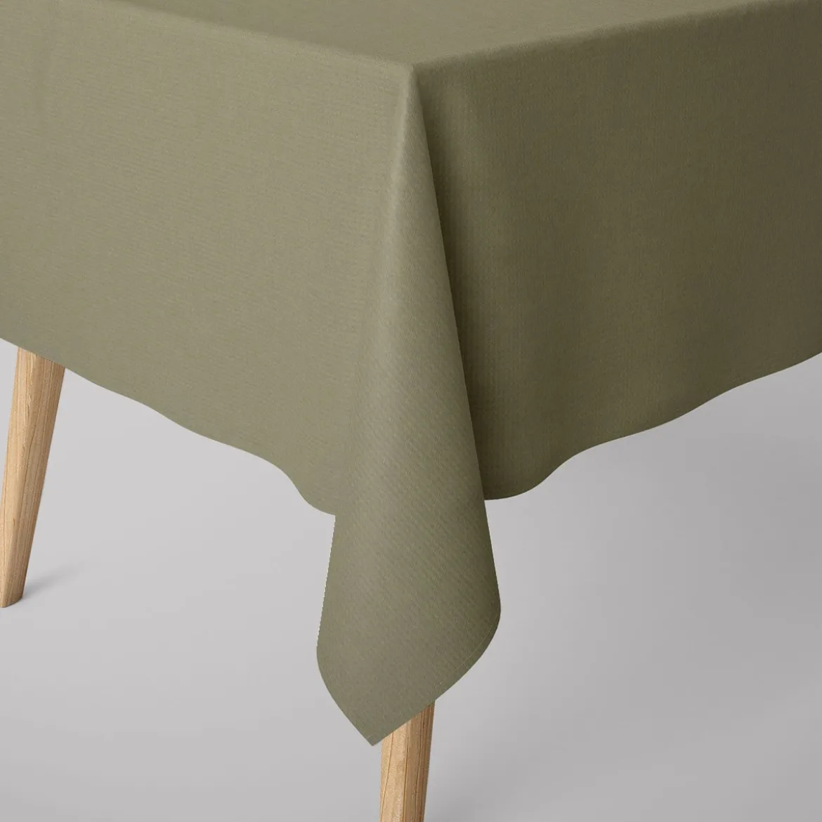 SCHÖNER LEBEN. Tischdecke Waffelrelief Kästchenstruktur uni khaki-grün verschiedene Größen