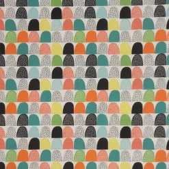 SCHÖNER LEBEN. Tischdecke wollweiß mit abstrakten Hügeln bunt verschiedene Größen