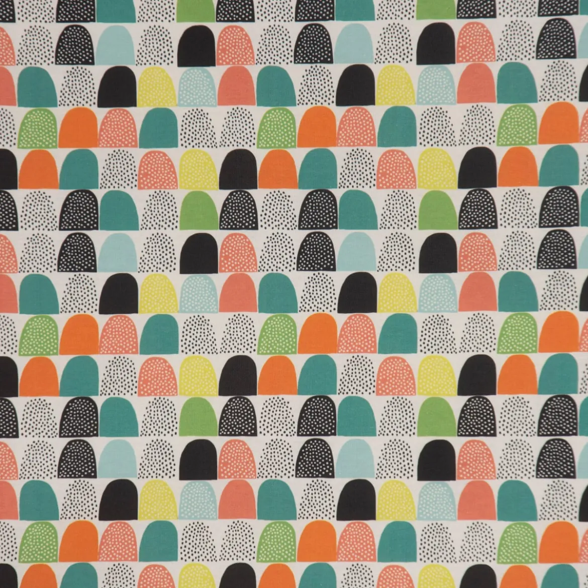 SCHÖNER LEBEN. Tischdecke wollweiß mit abstrakten Hügeln bunt verschiedene Größen