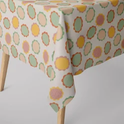 SCHÖNER LEBEN. Tischdecke wollweiß mit Blumen Blüten bunt verschiedene Größen