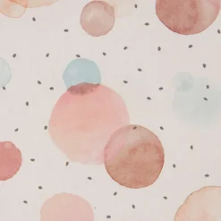 SCHÖNER LEBEN. Tischdecke wollweiß mit Kreisen Aquarell-Tupfen pastell verschiedene Größen