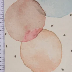SCHÖNER LEBEN. Tischdecke wollweiß mit Kreisen Aquarell-Tupfen pastell verschiedene Größen