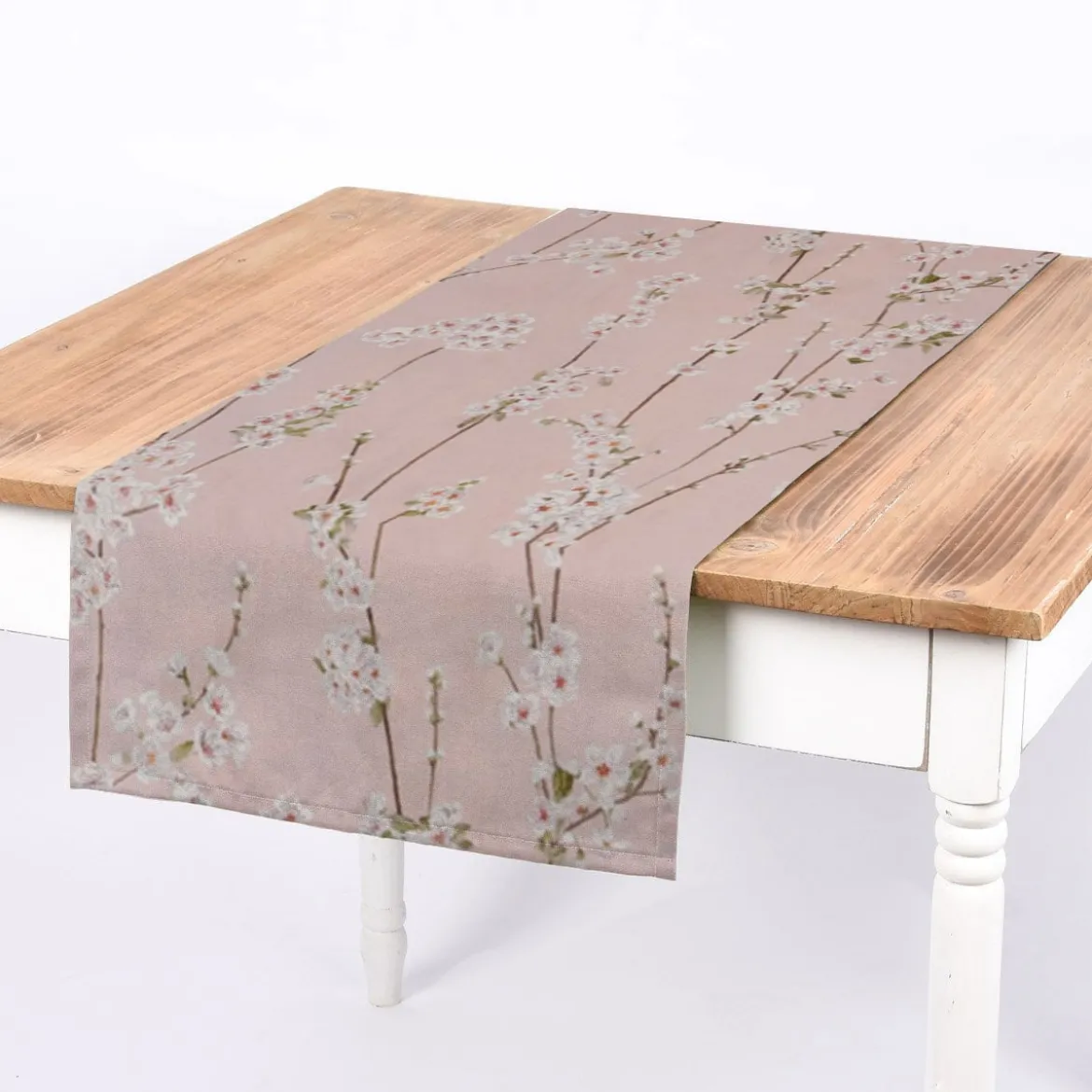 SCHÖNER LEBEN. Tischläufer Almond Blossom Mandelblütenzweige rosa 40x160cm