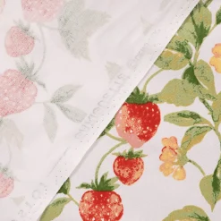 SCHÖNER LEBEN. Tischläufer aus Baumwolle Gariguette Erdbeeren weiß rot grün 40x160cm