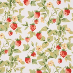SCHÖNER LEBEN. Tischläufer aus Baumwolle Gariguette Erdbeeren weiß rot grün 40x160cm