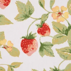 SCHÖNER LEBEN. Tischläufer aus Baumwolle Gariguette Erdbeeren weiß rot grün 40x160cm