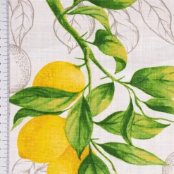 SCHÖNER LEBEN. Tischläufer aus Baumwolle Citron Zitronen weiß grün gelb 40x160cm