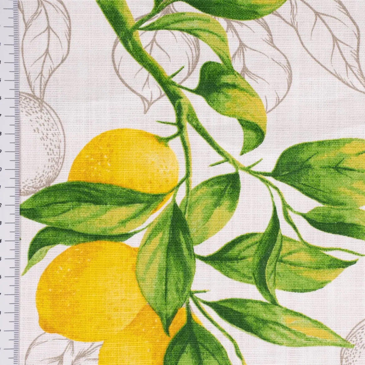 SCHÖNER LEBEN. Tischläufer aus Baumwolle Citron Zitronen weiß grün gelb 40x160cm