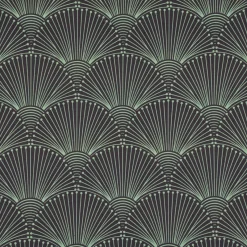 SCHÖNER LEBEN. Tischläufer aus Baumwolle Fächer Bogen dunkelblau mintgrün 40x160cm