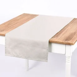 SCHÖNER LEBEN. Tischläufer Baumwollstoff Reliefstruktur ecru 40x160cm