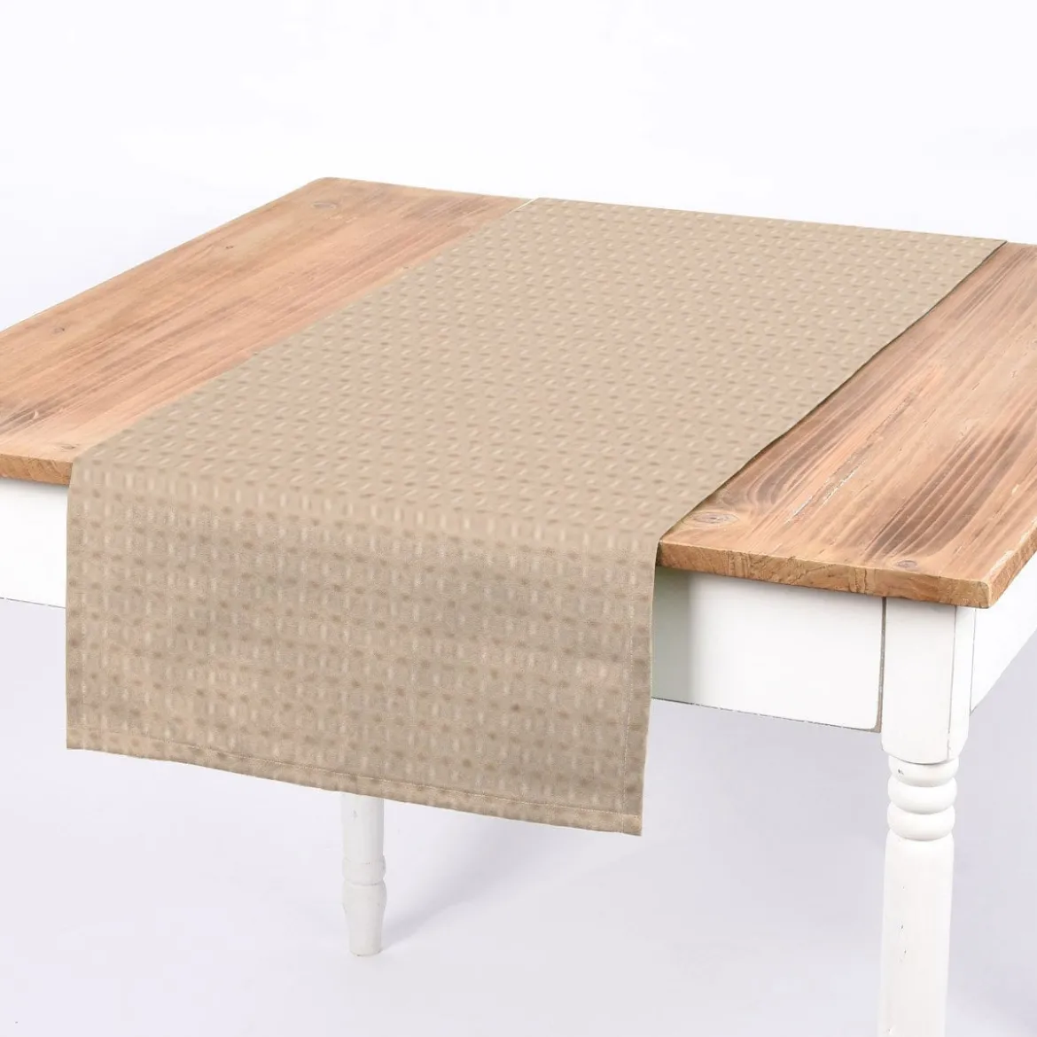 SCHÖNER LEBEN. Tischläufer Baumwollstoff Reliefstruktur natur 40x160cm