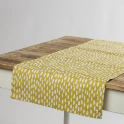 Schöner Leben Tischläufer Bayside Honeydew ocker gelb weiß 40x160cm