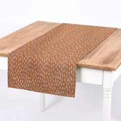 SCHÖNER LEBEN. Tischläufer Bayside Tupfen Pinselstriche orange weiß 40x160cm