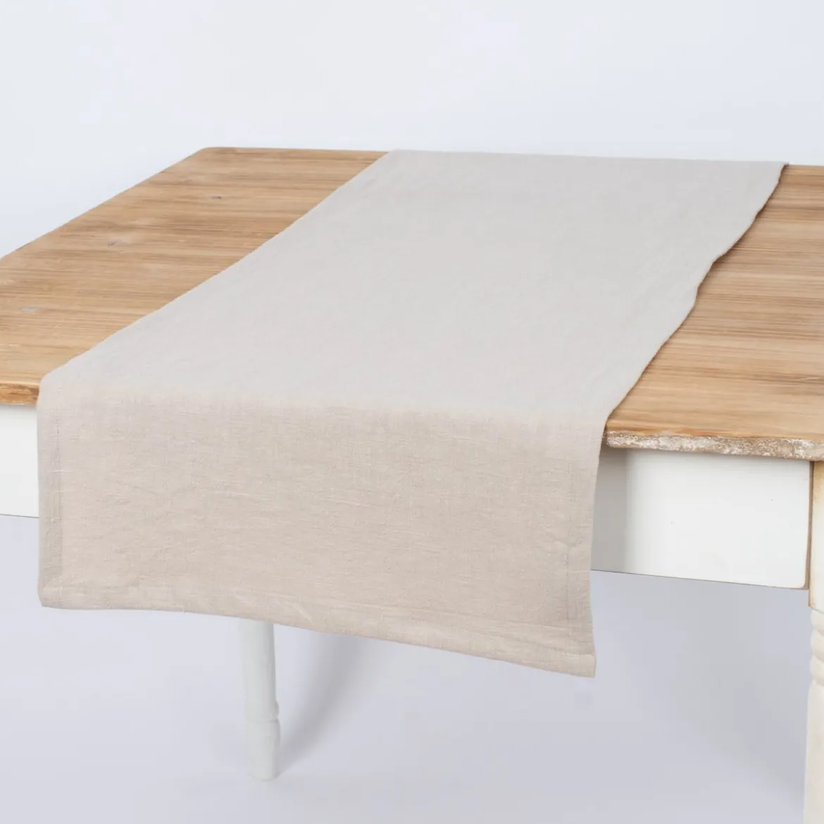 SCHÖNER LEBEN. Tischläufer Bio Ramie Leinenoptik einfarbig steingrau 40x160cm
