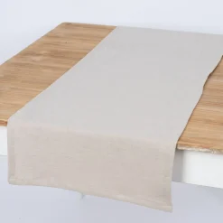 SCHÖNER LEBEN. Tischläufer Bio Ramie Leinenoptik einfarbig steingrau 40x160cm