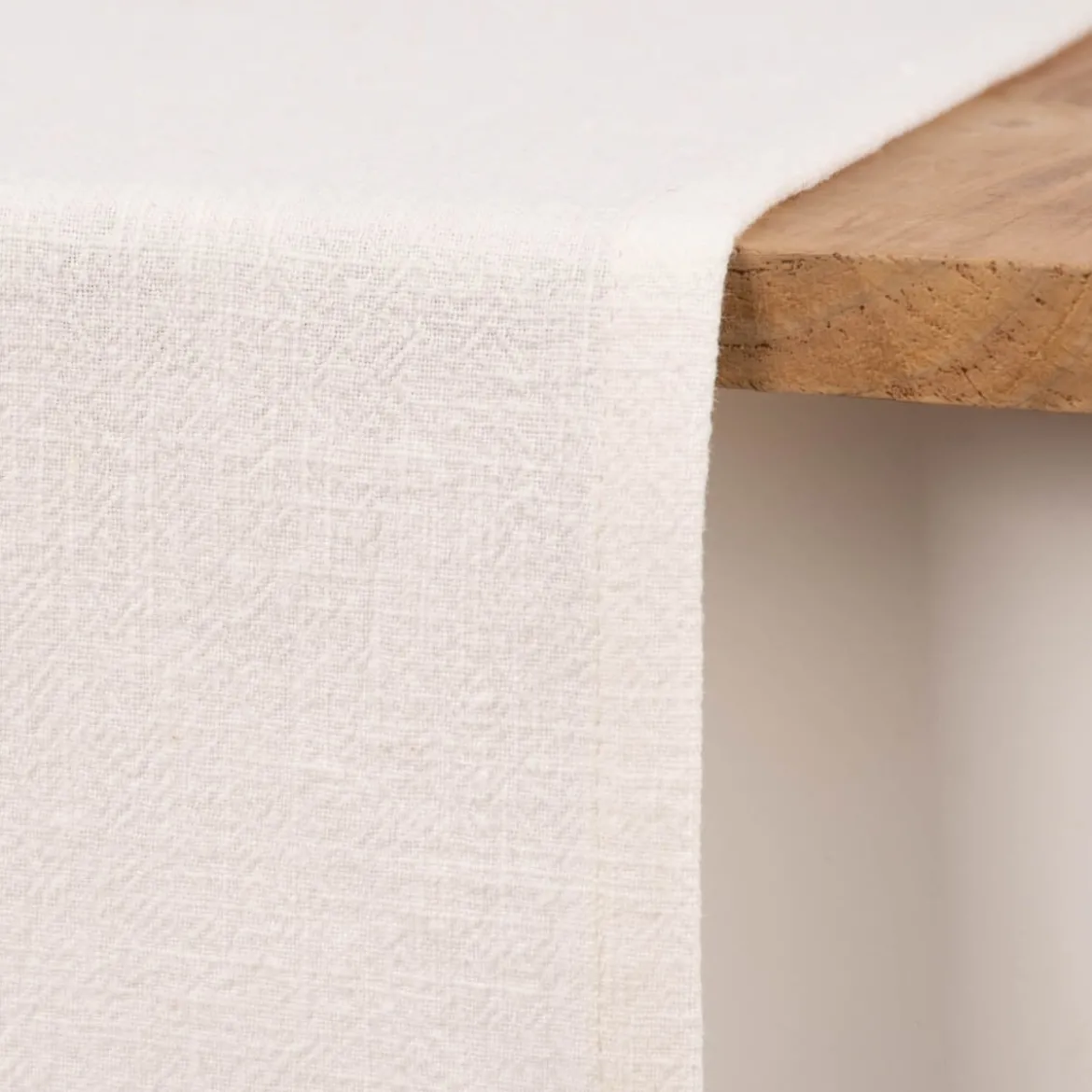 SCHÖNER LEBEN. Tischläufer Bio Ramie Leinenoptik cremeweiß 40x160cm