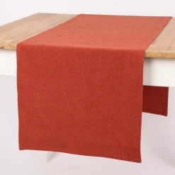 SCHÖNER LEBEN. Tischläufer Bio Ramie Leinenoptik rost 40x160cm