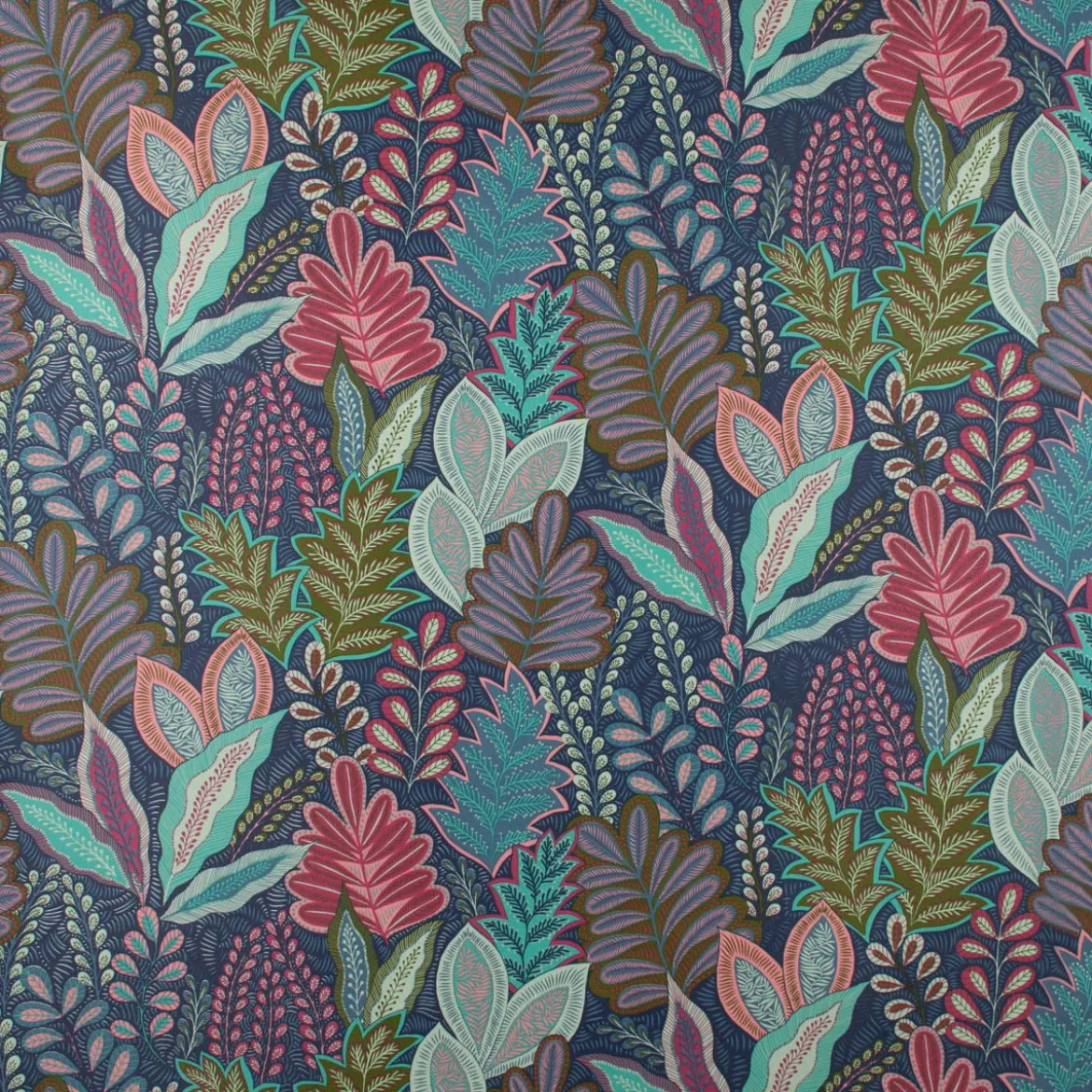 SCHÖNER LEBEN. Tischläufer Botanic Arty Blätter blau pink grün 40x160cm