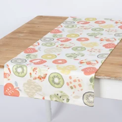 SCHÖNER LEBEN. Tischläufer Bramley Apfel Kiwi weiß rot grün beige 40x160cm