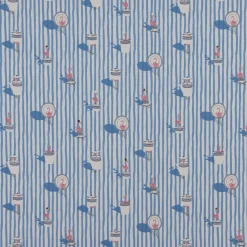 SCHÖNER LEBEN. Tischläufer Canvas Flamingo Streifen maritim hellblau ecru 40x160cm