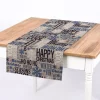 SCHÖNER LEBEN. Tischläufer Christmas Schriftzug natur weiß blau 40x160cm