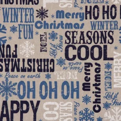 SCHÖNER LEBEN. Tischläufer Christmas Schriftzug natur weiß blau 40x160cm