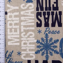 SCHÖNER LEBEN. Tischläufer Christmas Schriftzug natur weiß blau 40x160cm
