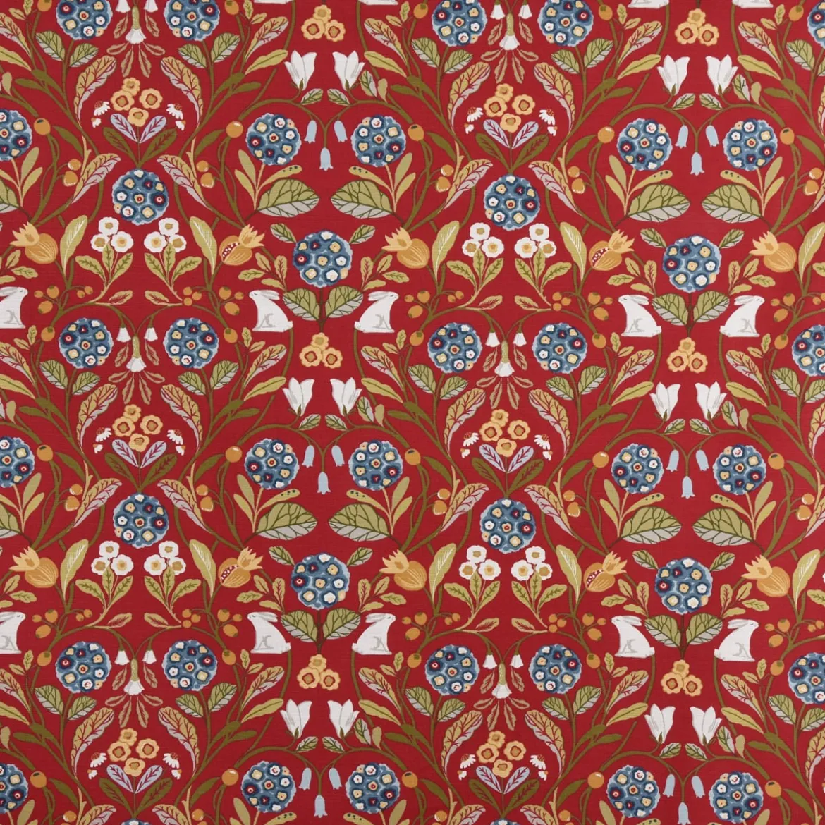SCHÖNER LEBEN. Tischläufer Clarke & Clarke STUDIO G Blumen Hase rot grün blau 40x160cm