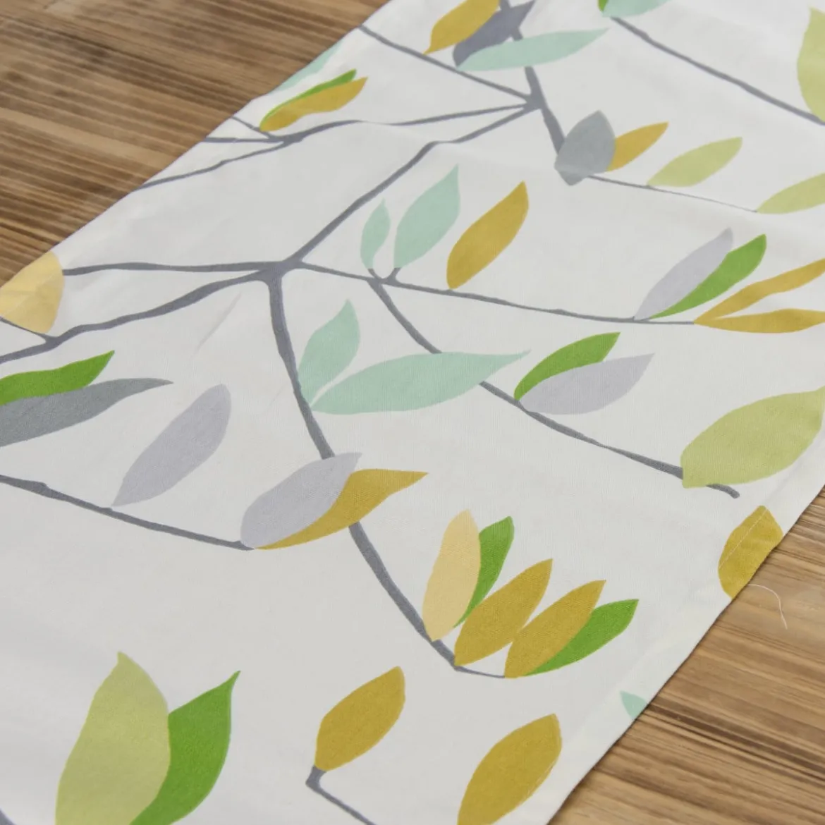 Schöner Leben Tischläufer Coco Plum Lemonade Blätter grau grün gelb 40x160cm