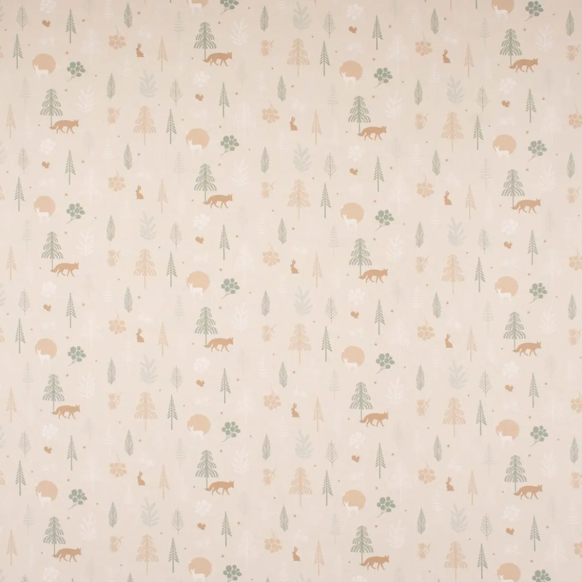 SCHÖNER LEBEN. Tischläufer Cold Forest Animals Bäume Waldtiere beige grün weiß 40x160cm