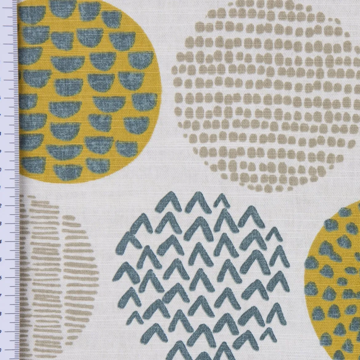 SCHÖNER LEBEN. Tischläufer creme Kreise in grau braun 40x160cm