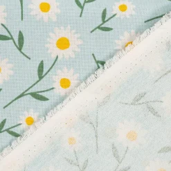 SCHÖNER LEBEN. Tischläufer Daisy Sweet Field Gänseblümchen Leinenlook hellblau oder natur weiß 40x160cm